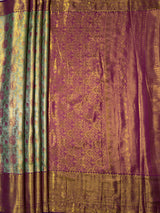 MIMOSA Green Kanjivaram Art Silk Saree — pallu and zari work detail