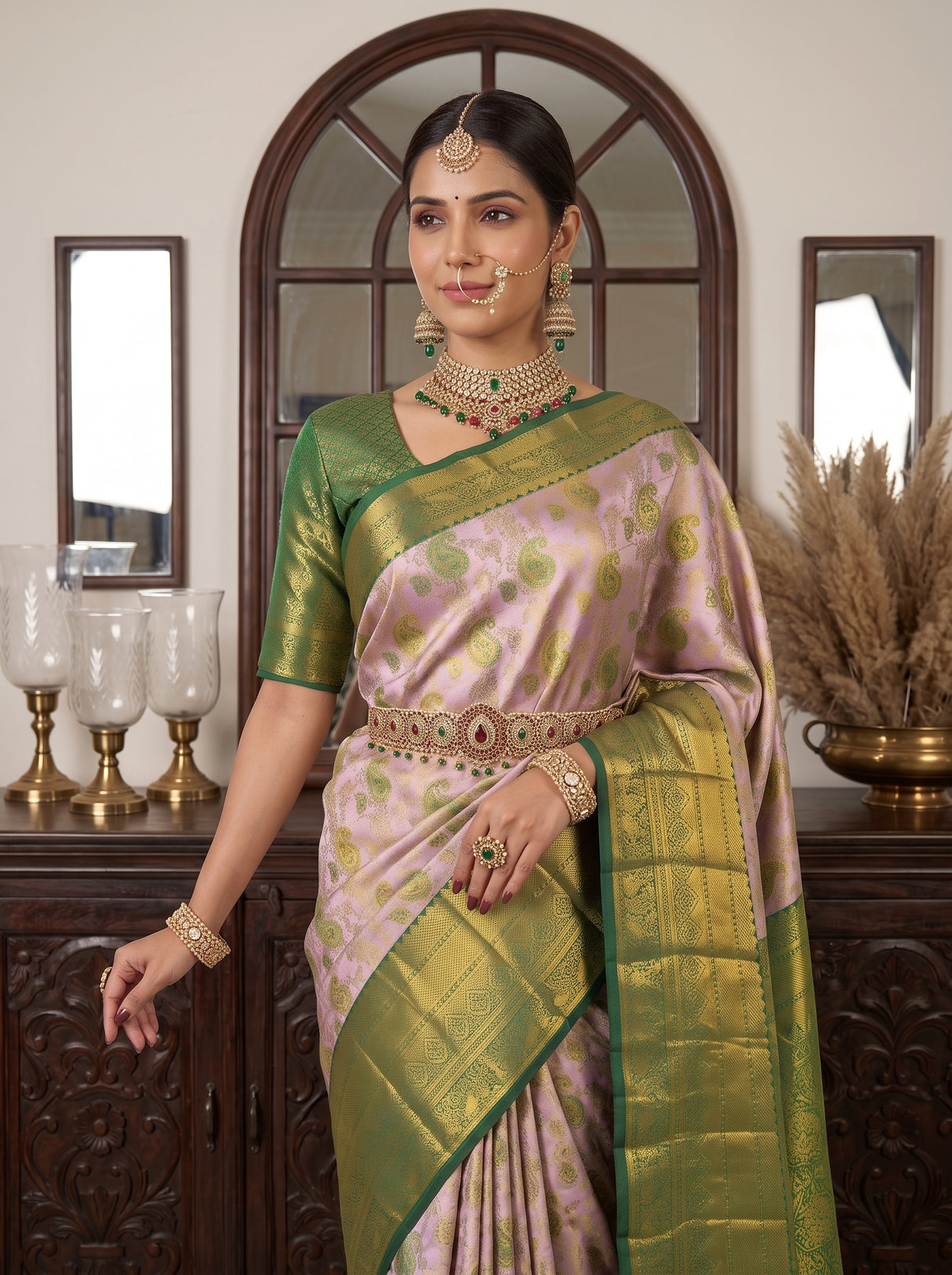 MIMOSA Lavender Kanjivaram Art Silk Saree — pose 10 styling detail