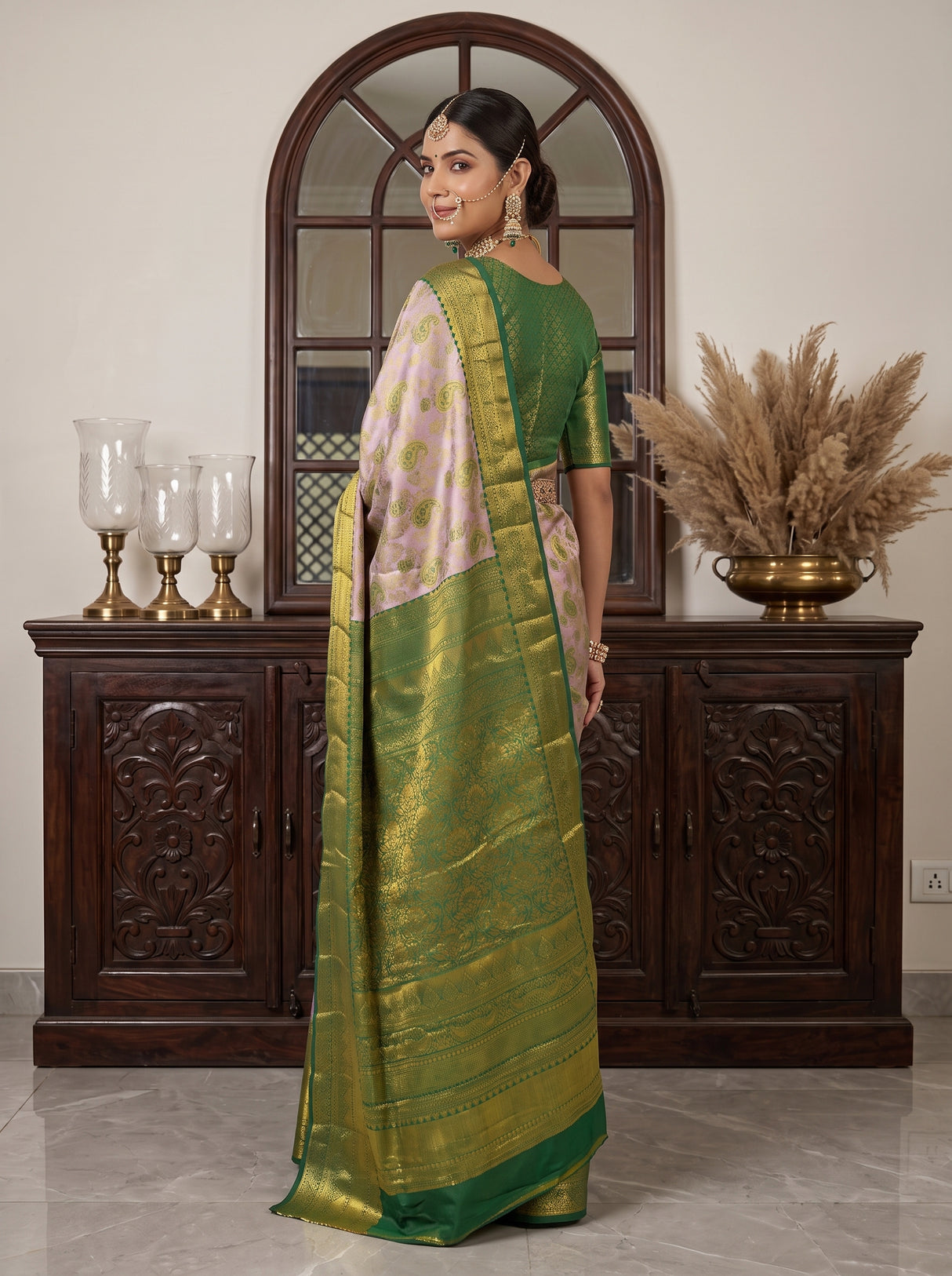 MIMOSA Lavender Kanjivaram Art Silk Saree — pose 7 styling detail