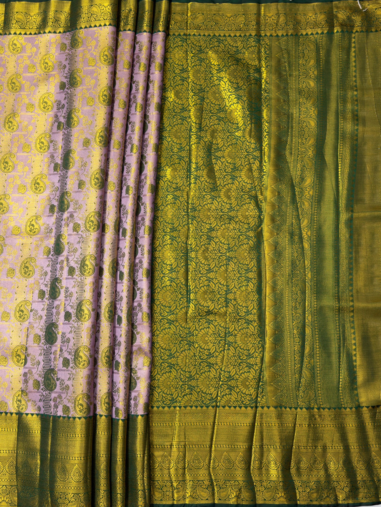 MIMOSA Lavender Kanjivaram Art Silk Saree — pallu and zari work detail