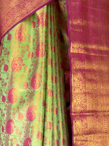 MIMOSA Parrot Green Kanjivaram Art Silk Saree — fleets shot full lifestyle