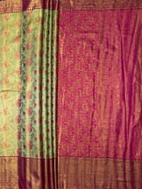 MIMOSA Parrot Green Kanjivaram Art Silk Saree — pallu and zari work detail
