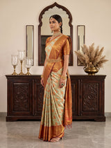 MIMOSA Pista Kanjivaram Art Silk Saree — pose 3 styling detail