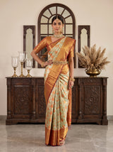 MIMOSA Pista Kanjivaram Art Silk Saree — pose 4 styling detail