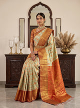 MIMOSA Pista Kanjivaram Art Silk Saree — pose 8 styling detail