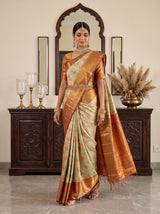 MIMOSA Pista Kanjivaram Art Silk Saree — pose 9 styling detail