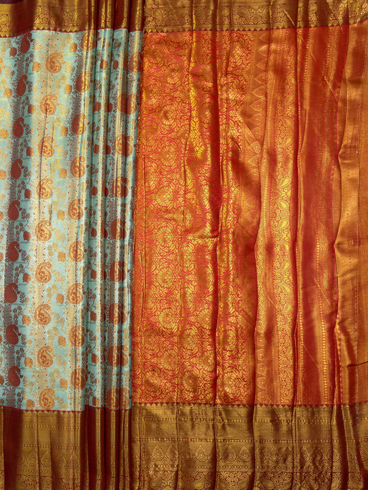 MIMOSA Pista Kanjivaram Art Silk Saree — pallu and zari work detail