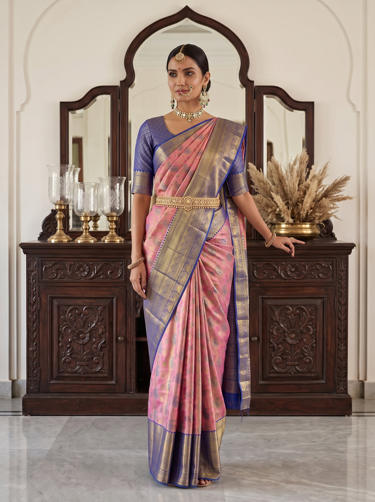 MIMOSA Rani Kanjivaram Art Silk Saree — pose 10 styling detail