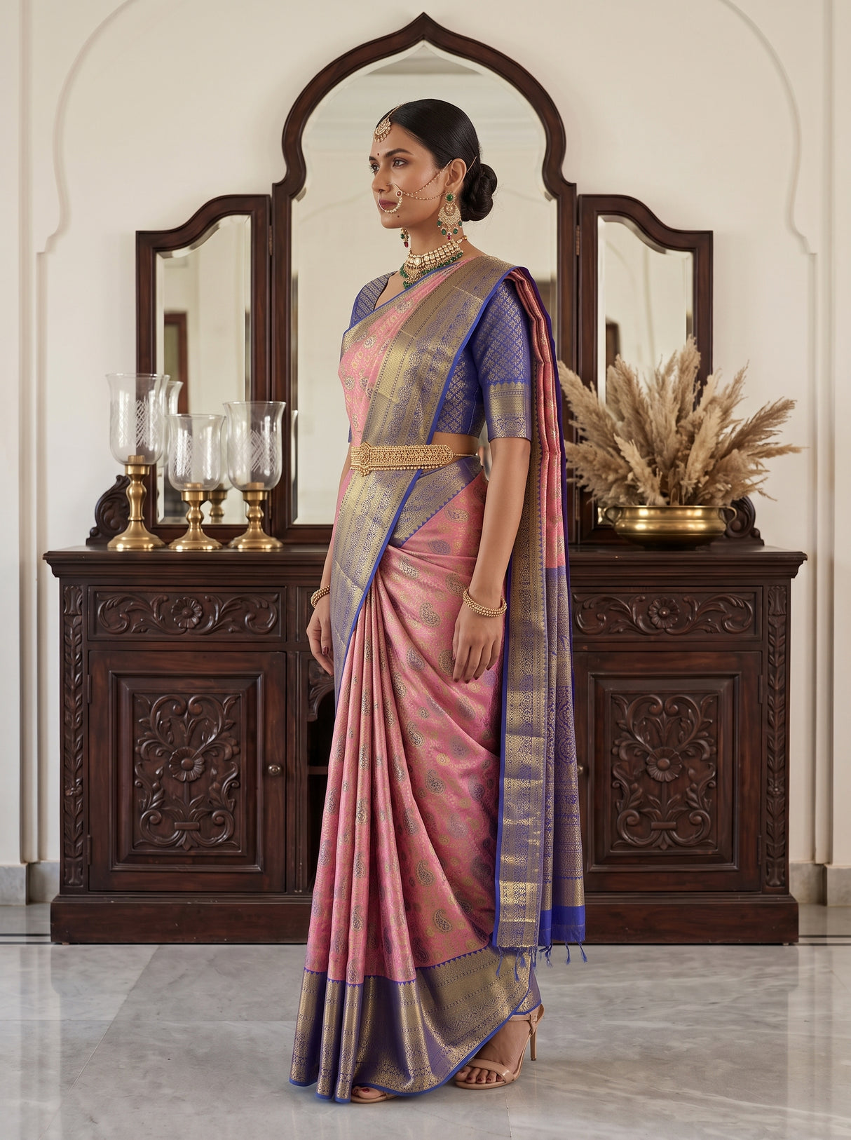MIMOSA Rani Kanjivaram Art Silk Saree — pose 5 styling detail