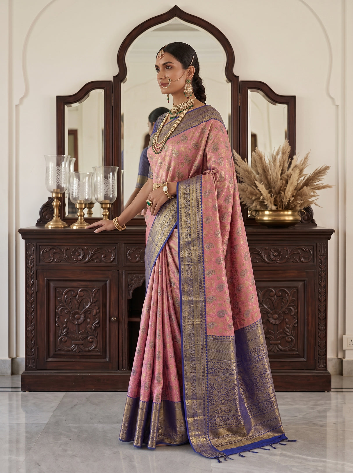 MIMOSA Rani Kanjivaram Art Silk Saree — pose 9 styling detail