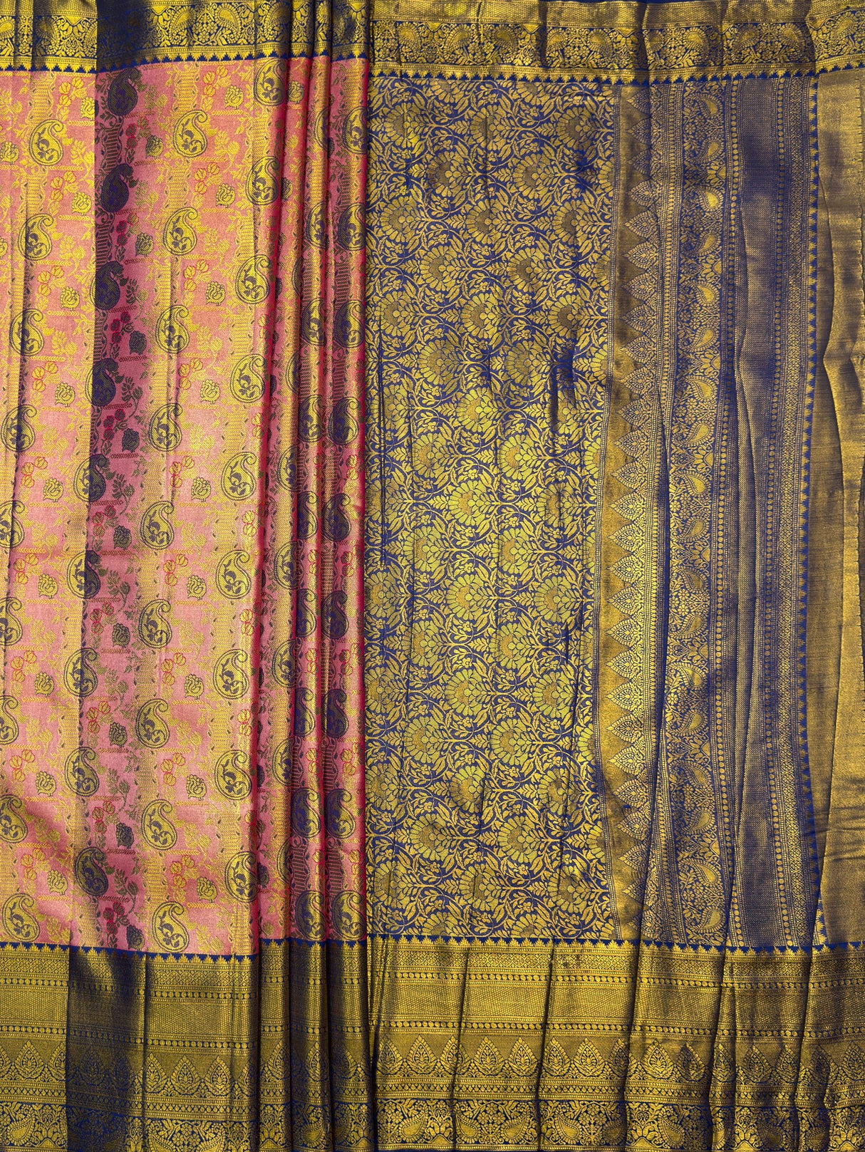 MIMOSA Rani Kanjivaram Art Silk Saree — pallu and zari work detail