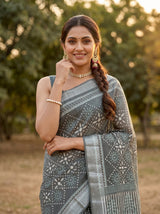 MIMOSA Grey Saree Saree — pose 10 styling detail