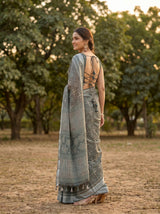 MIMOSA Grey Saree Saree — pose 3 styling detail