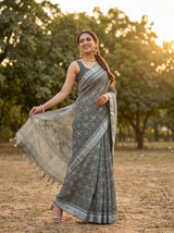 MIMOSA Grey Saree Saree — pose 5 styling detail