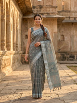 MIMOSA Grey Saree Saree — pose 6 styling detail