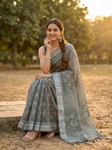 MIMOSA Grey Saree Saree — pose 8 styling detail