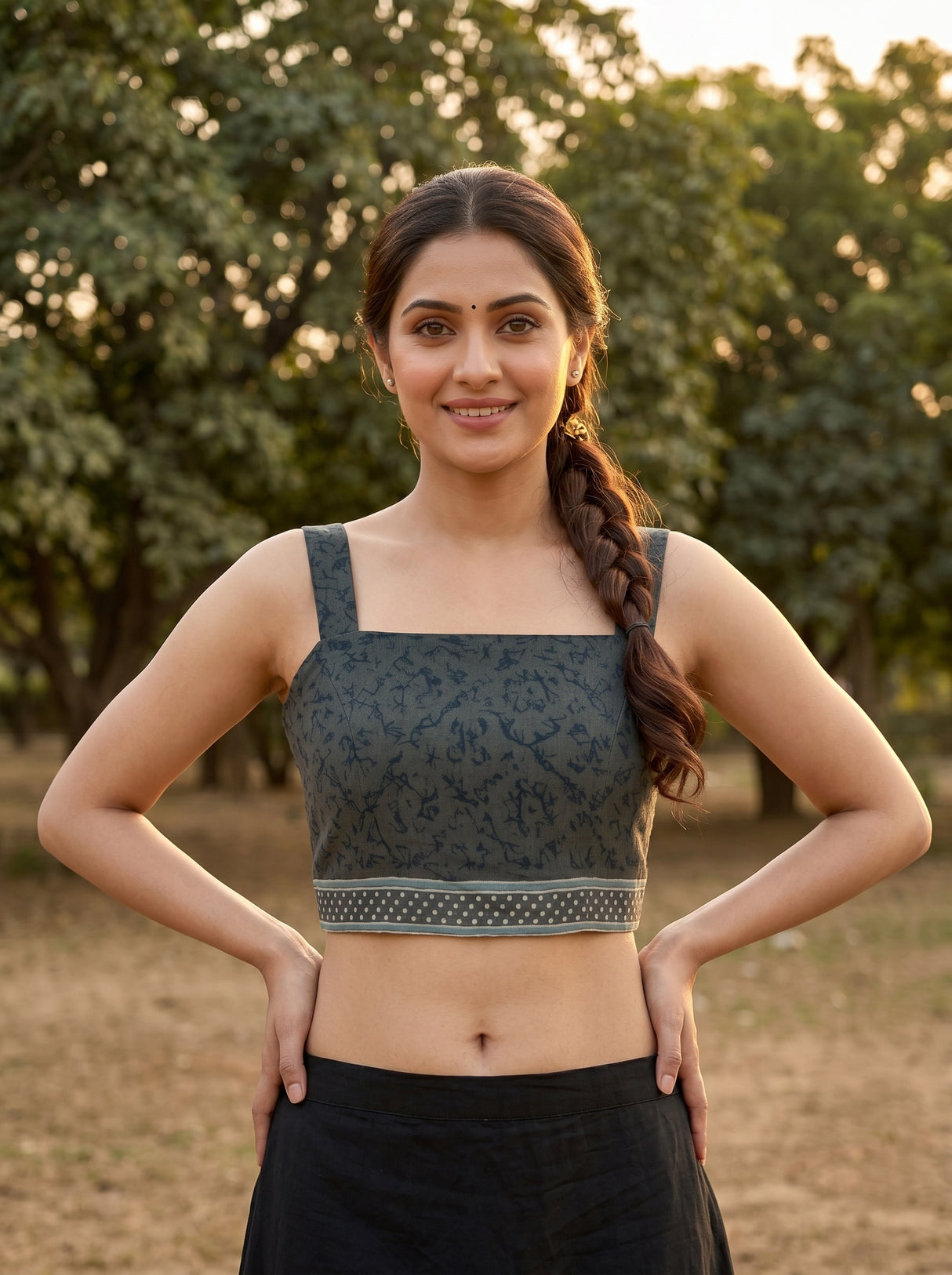 MIMOSA Grey Saree Saree — blouse close-up