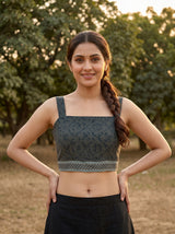 MIMOSA Grey Saree Saree — blouse close-up