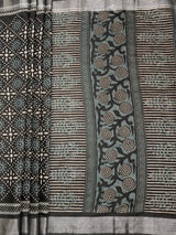 MIMOSA Grey Saree Saree — pallu and zari work detail