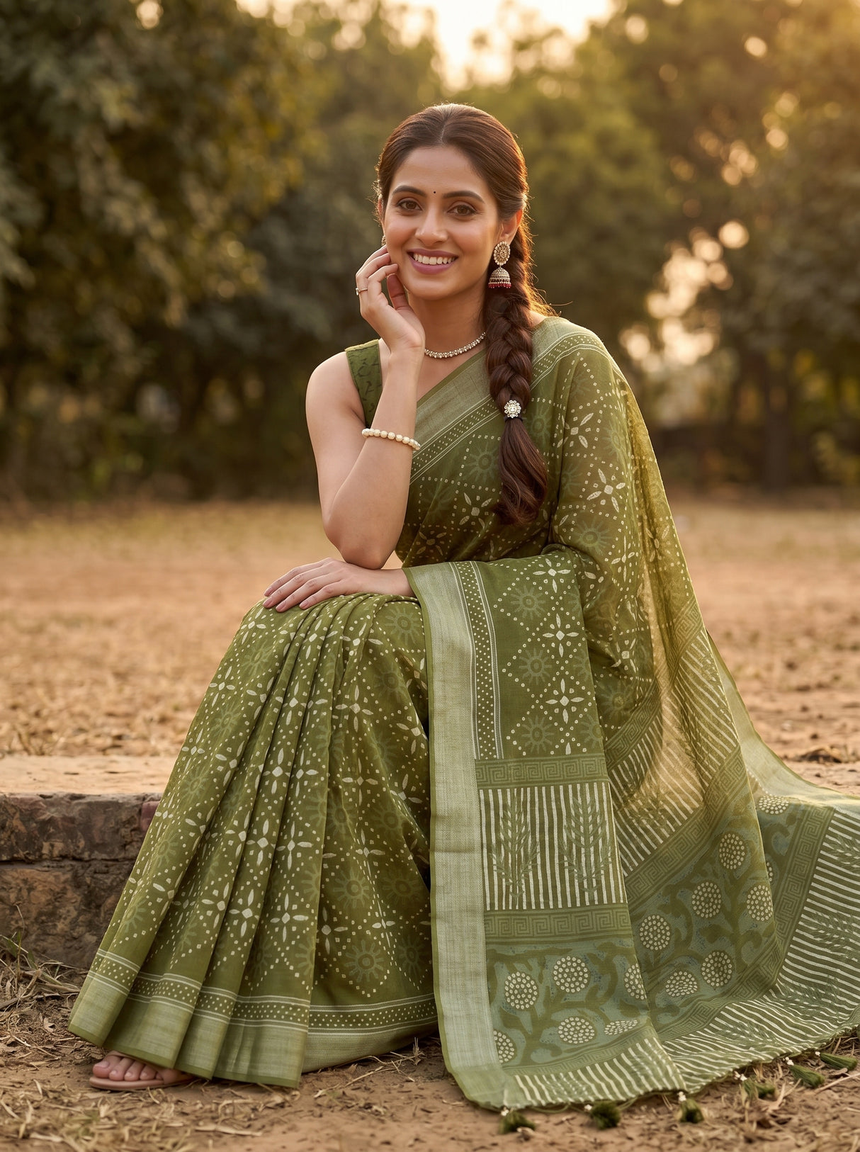 MIMOSA Olive Saree Saree — pose 8 styling detail