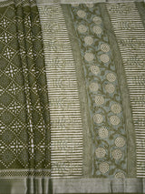 MIMOSA Olive Saree Saree — pallu and zari work detail