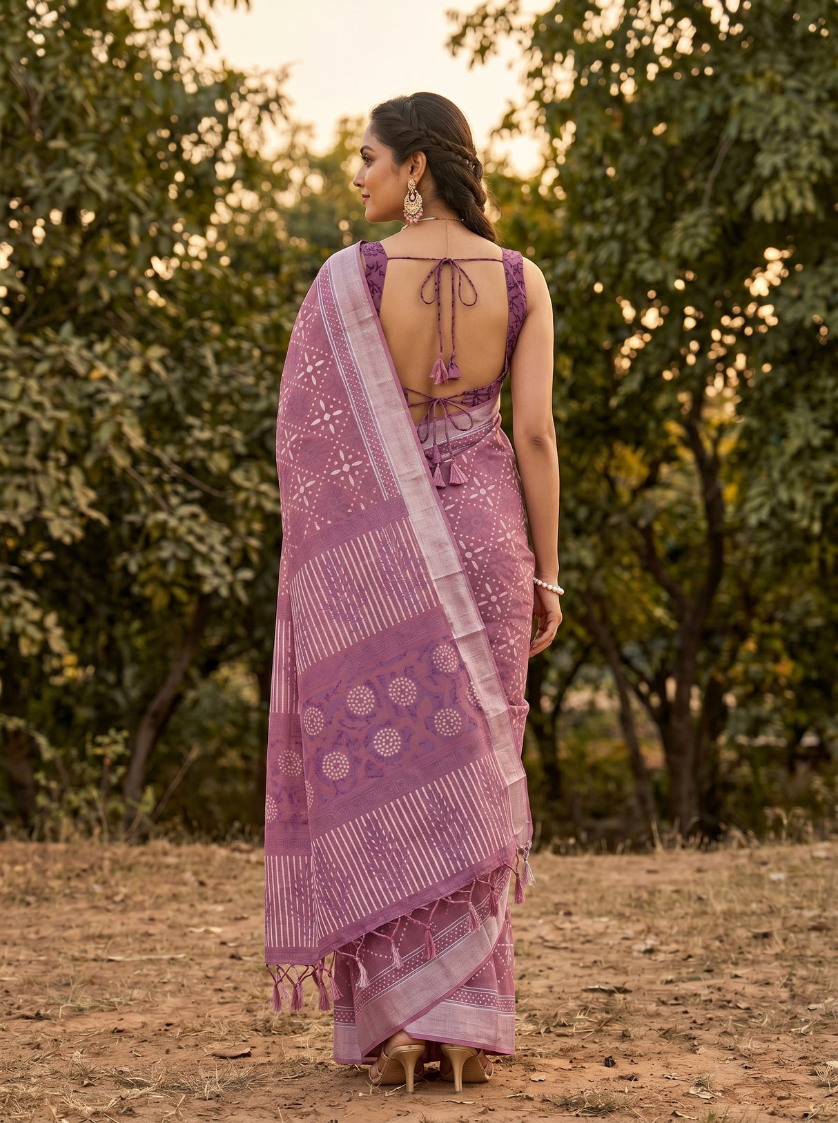 MIMOSA Pink Saree Saree — pose 2 styling detail
