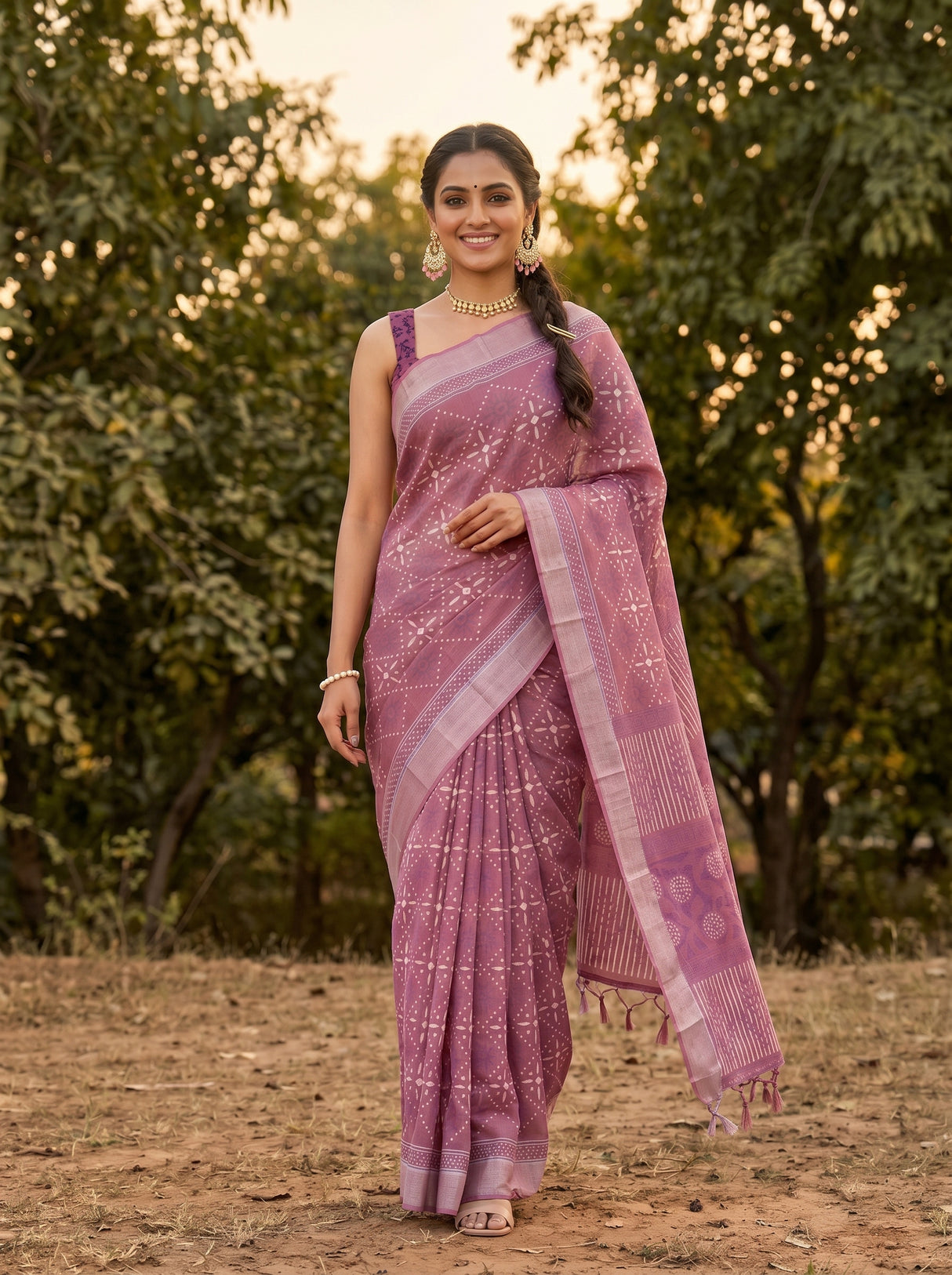 MIMOSA Pink Saree Saree — pose 6 styling detail