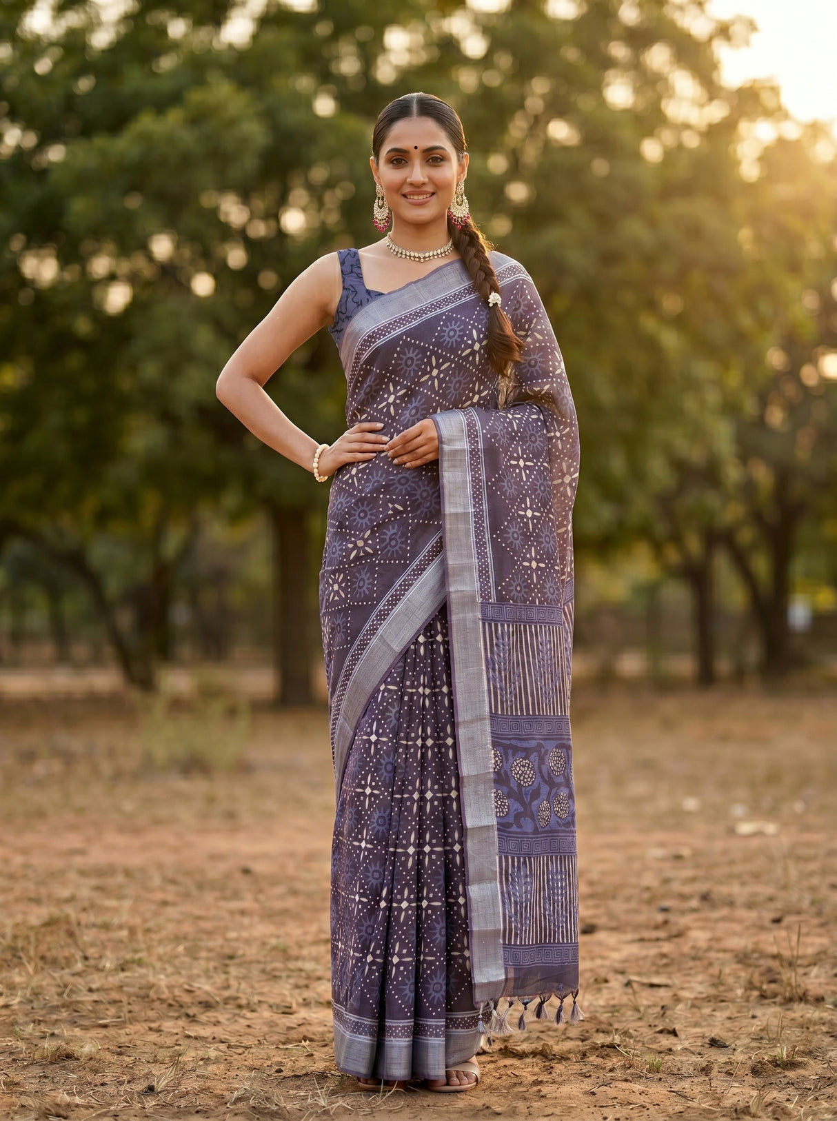 MIMOSA Violet Saree Saree — pose 4 styling detail