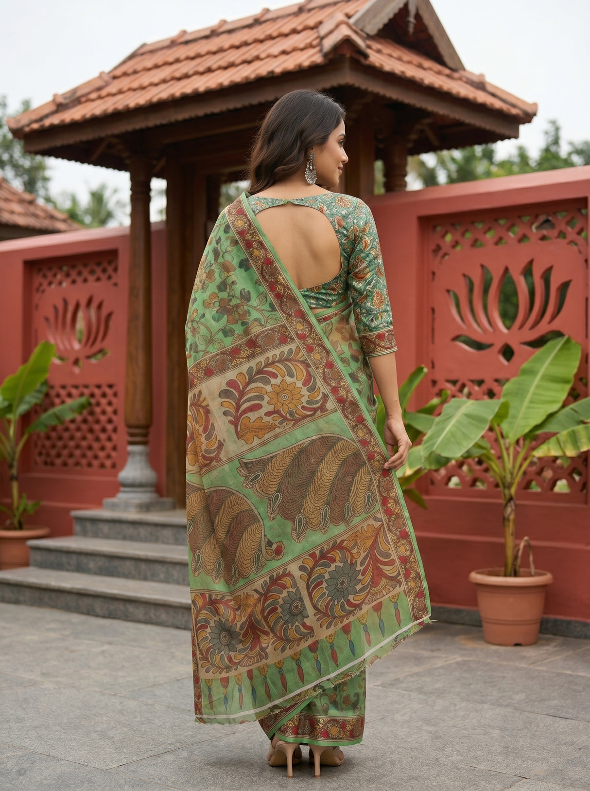 MIMOSA Green Saree Saree — pose 2 styling detail