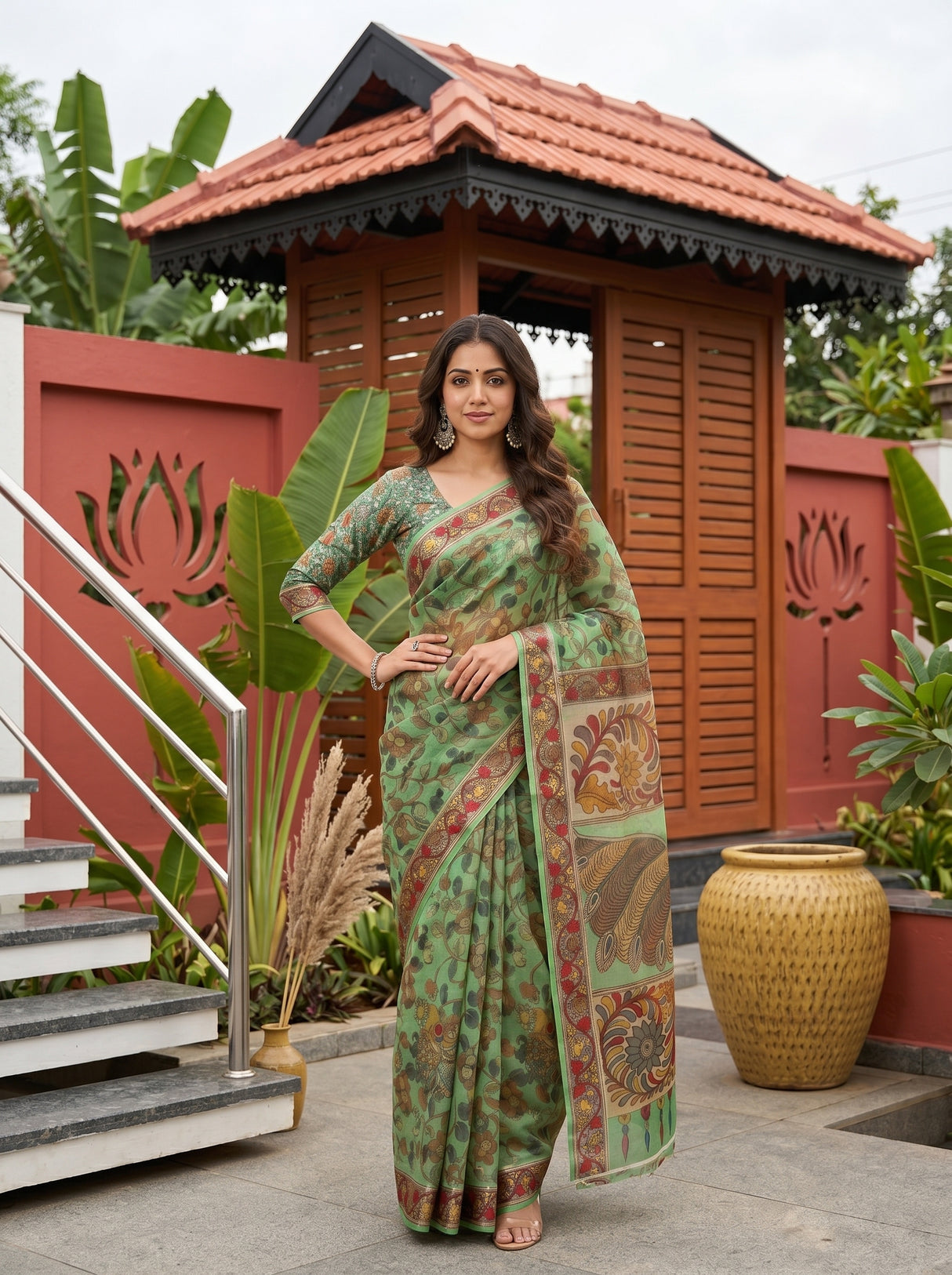 MIMOSA Green Saree Saree — pose 4 styling detail