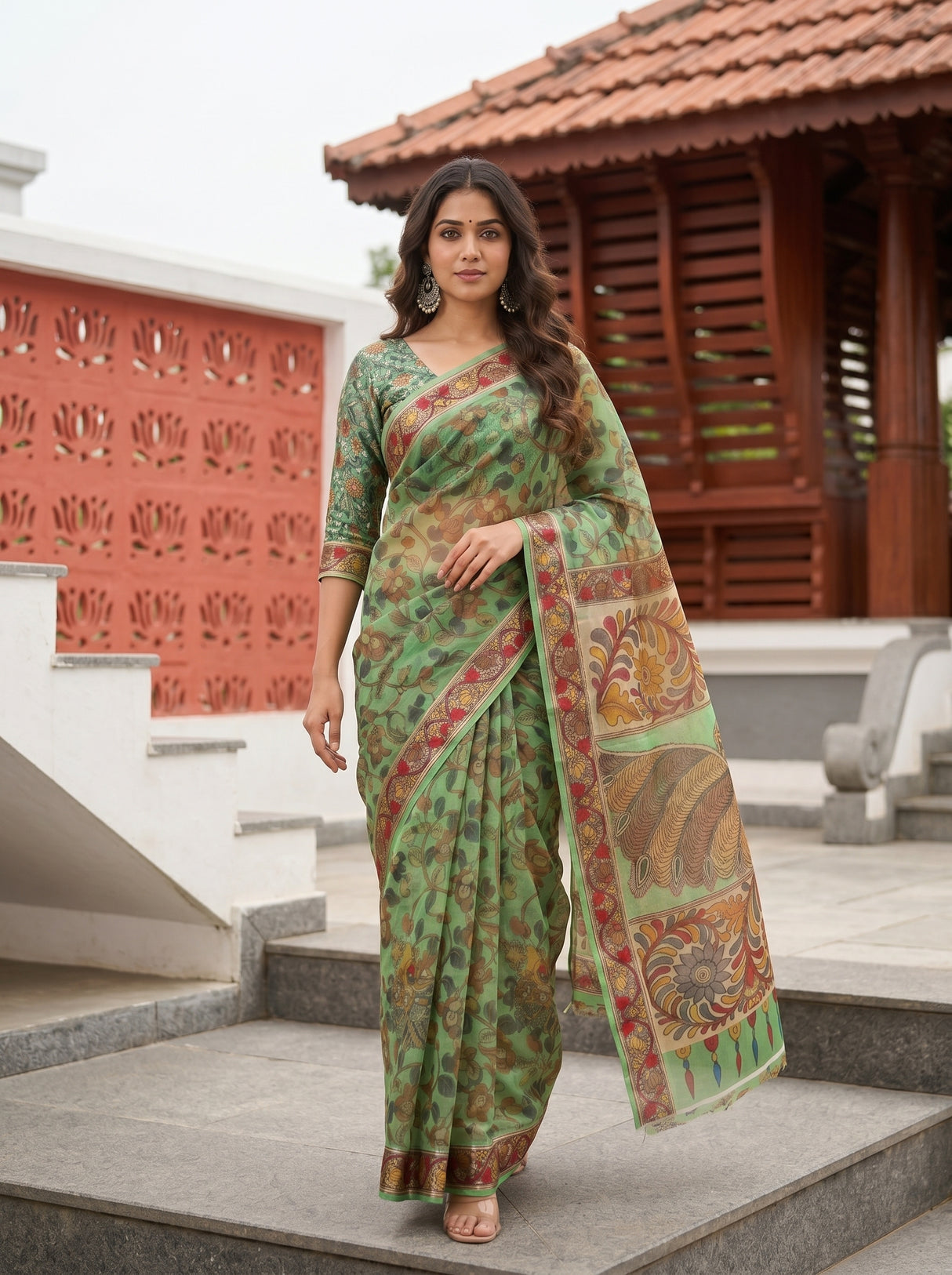 MIMOSA Green Saree Saree — pose 6 styling detail