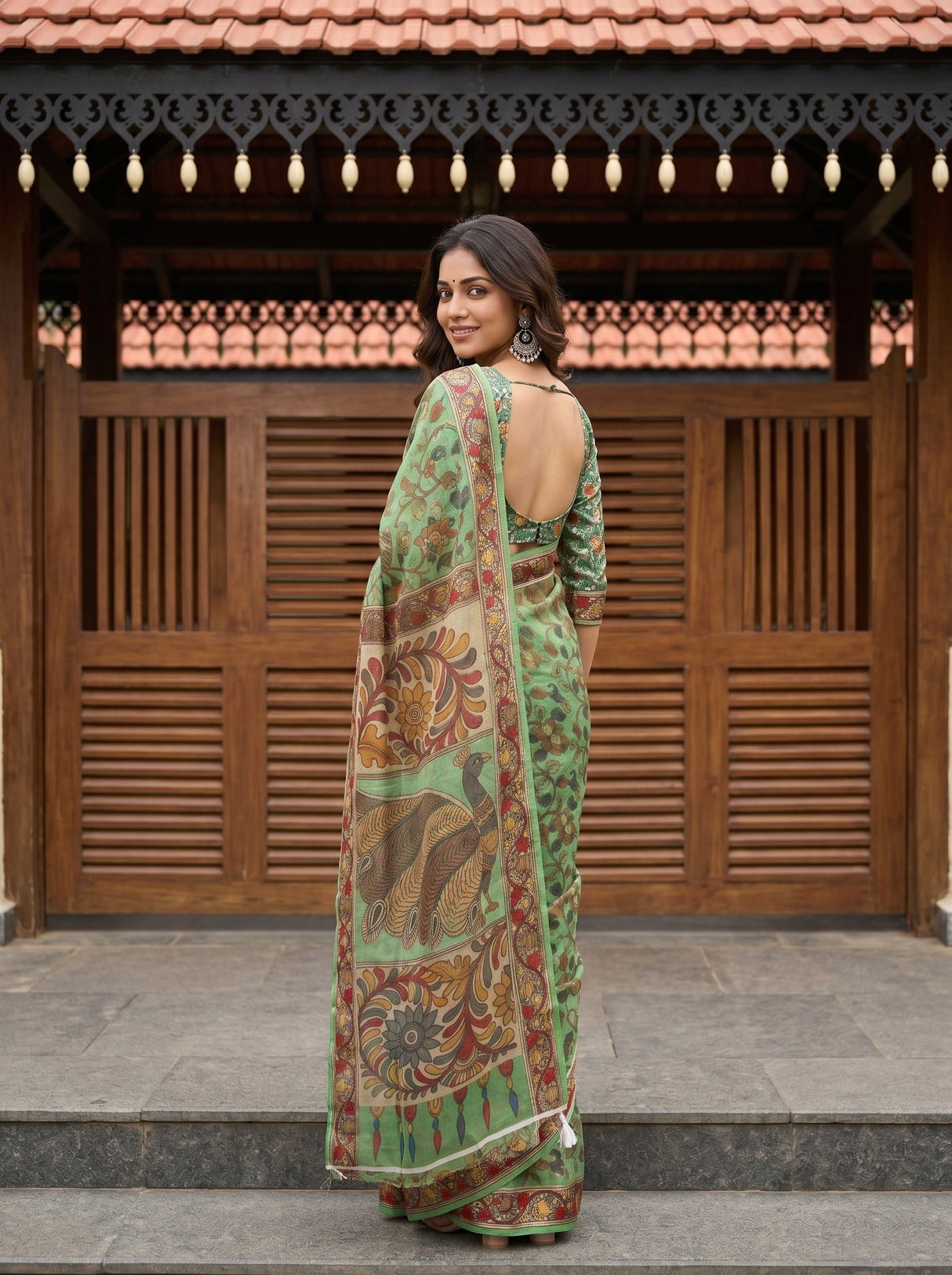 MIMOSA Green Saree Saree — pose 7 styling detail
