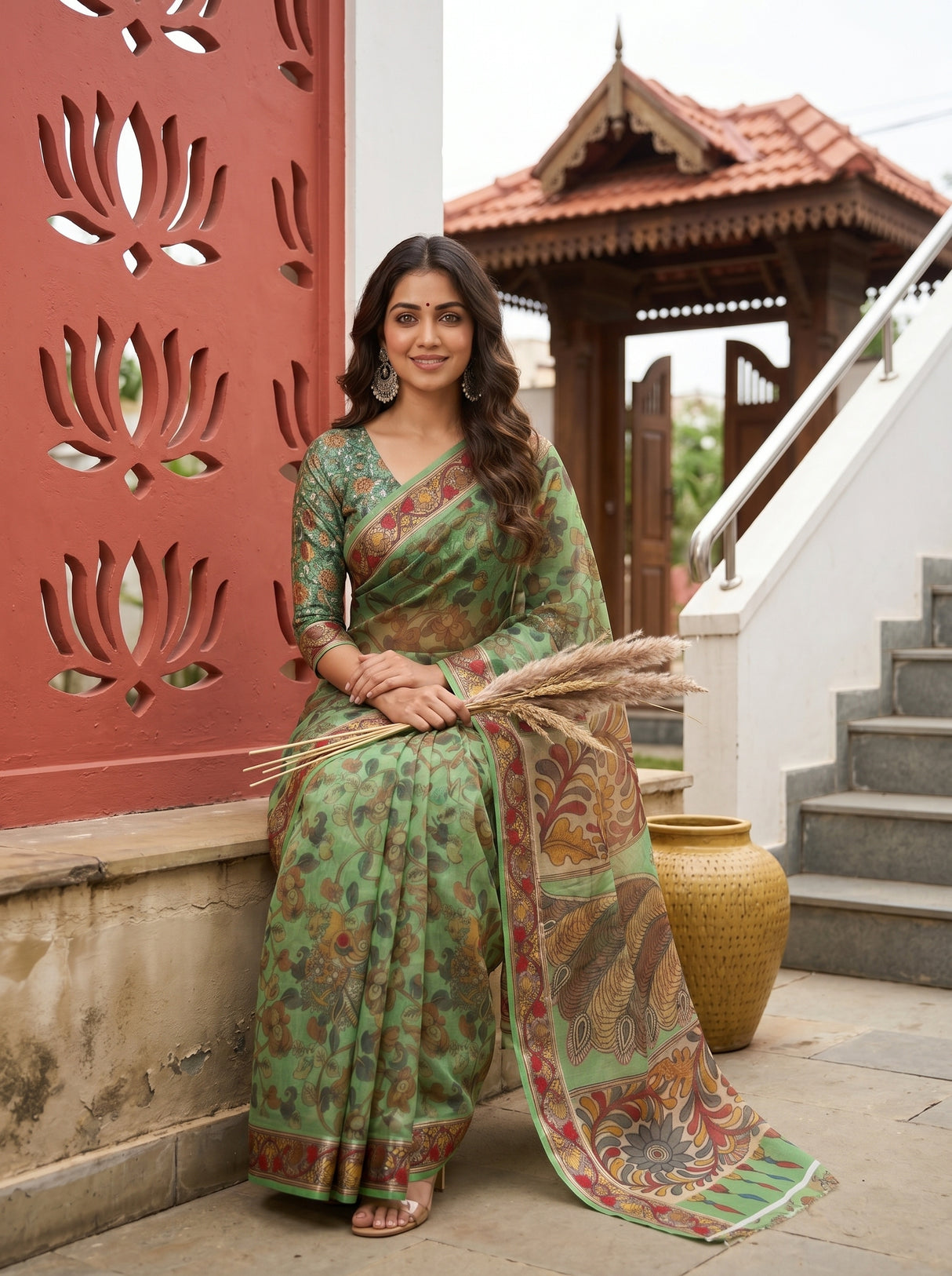 MIMOSA Green Saree Saree — pose 8 styling detail