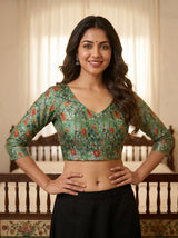 MIMOSA Green Saree Saree — blouse close-up
