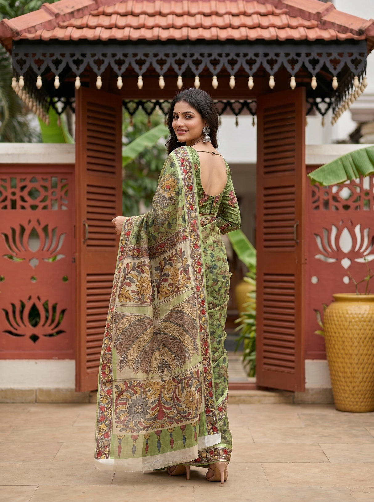 MIMOSA Olive Saree Saree — pose 7 styling detail