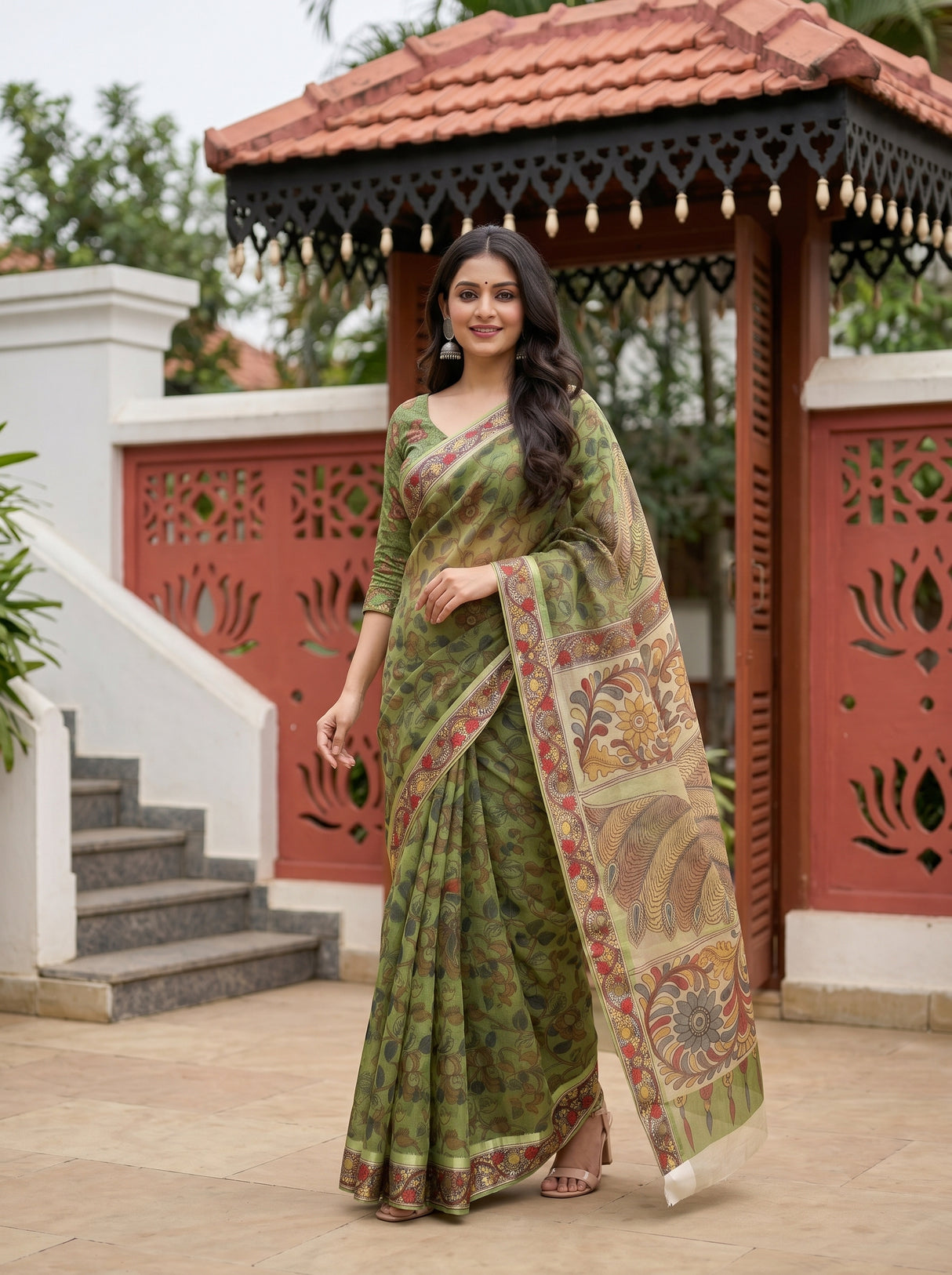MIMOSA Olive Saree Saree — pose 9 styling detail