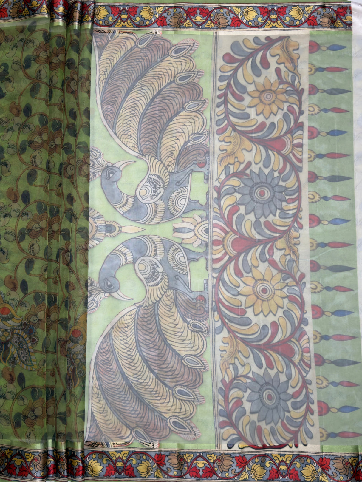 MIMOSA Olive Saree Saree — pallu and zari work detail