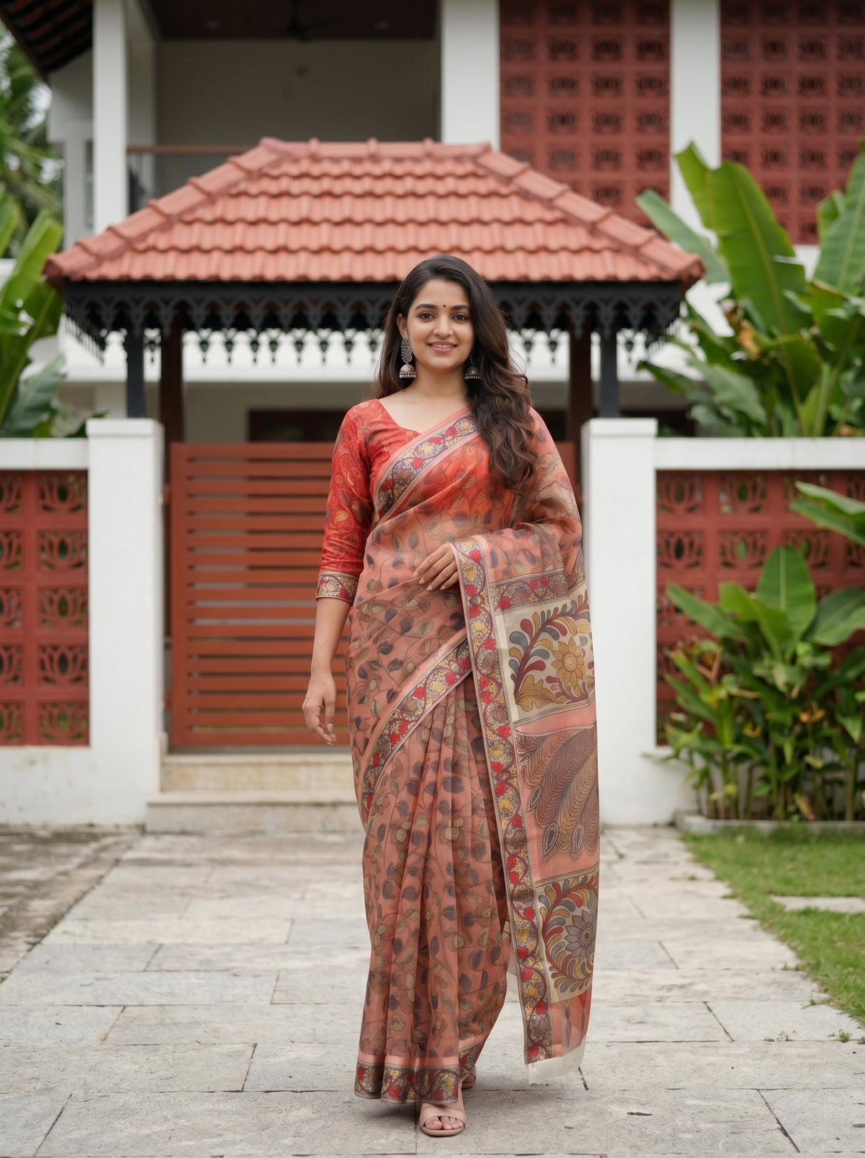 MIMOSA Peach Saree Saree — pose 6 styling detail