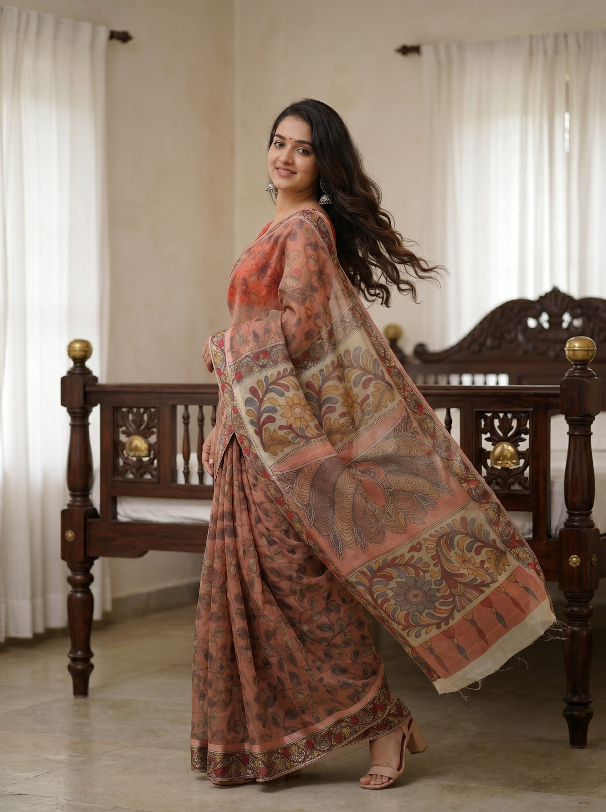 MIMOSA Peach Saree Saree — pose 9 styling detail