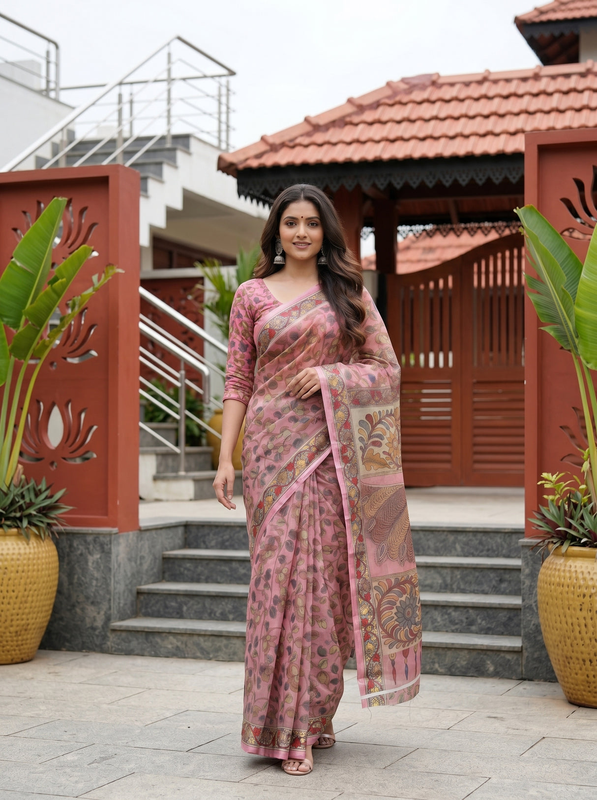 MIMOSA Pink Saree Saree — pose 6 styling detail
