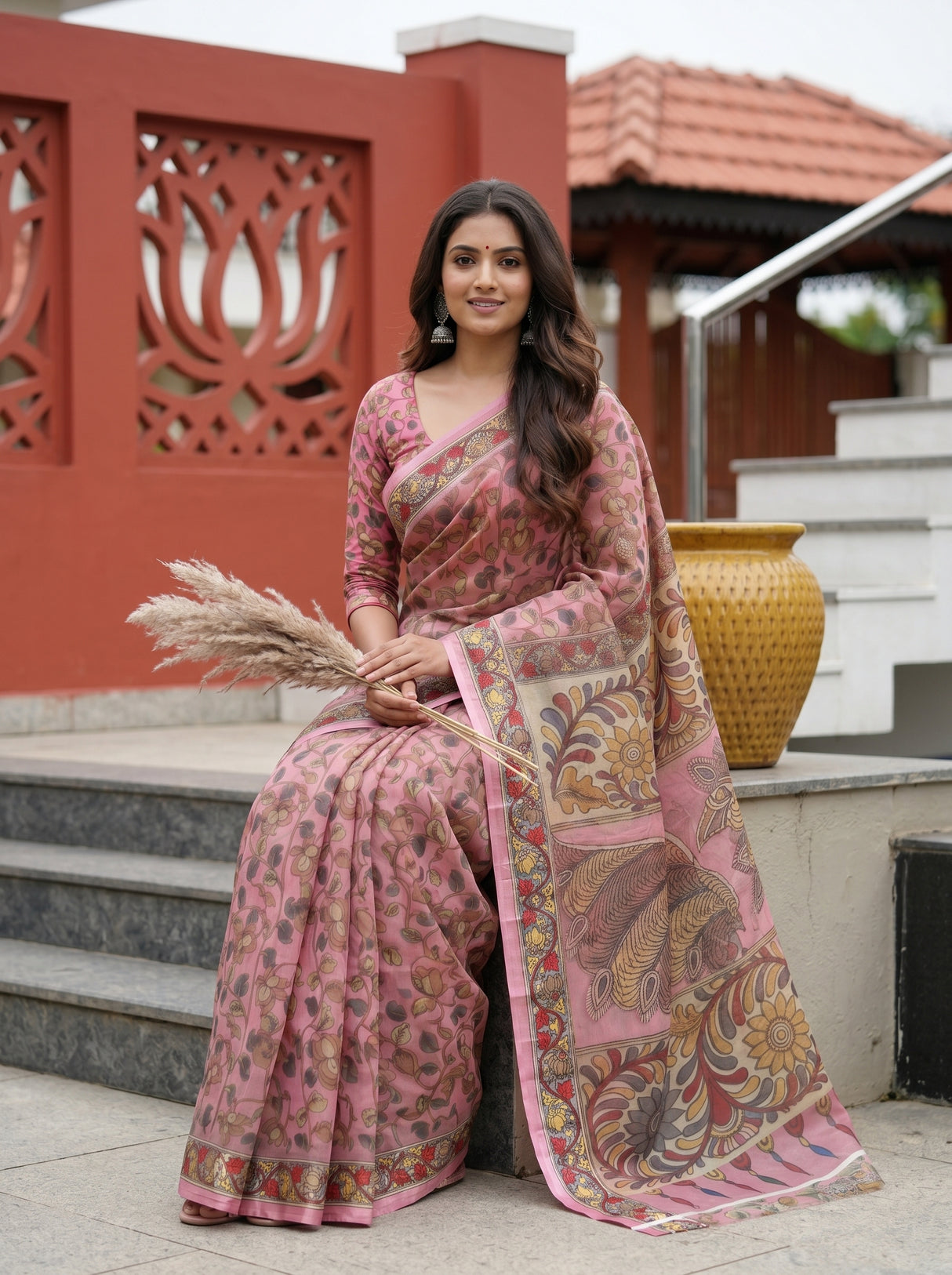 MIMOSA Pink Saree Saree — pose 8 styling detail