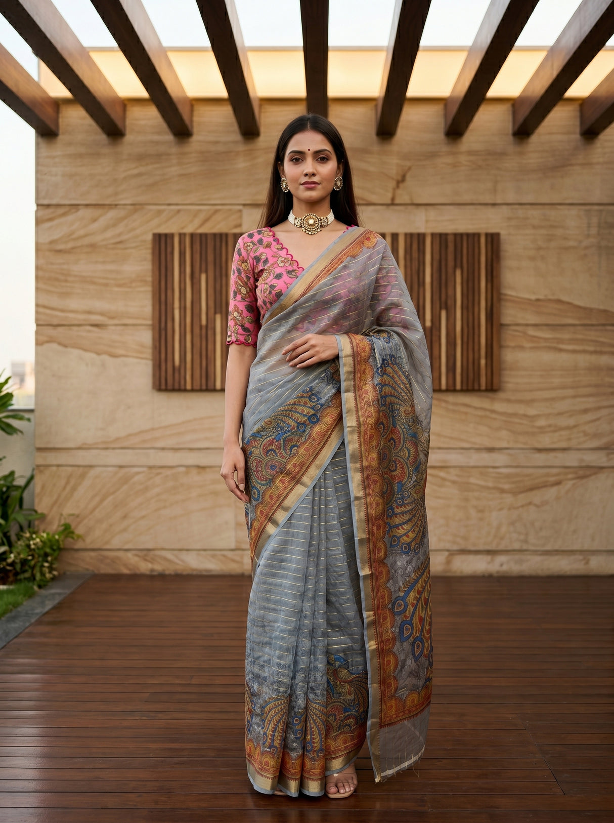Grey  Saree