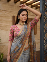 MIMOSA Grey Saree Saree — pose 10 styling detail