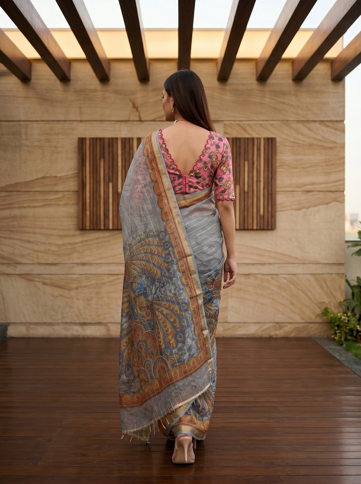 MIMOSA Grey Saree Saree — pose 2 styling detail
