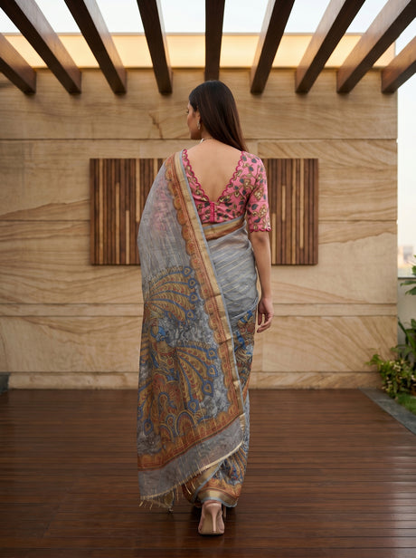 MIMOSA Grey Saree Saree — pose 2 styling detail