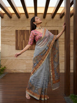 MIMOSA Grey Saree Saree — pose 5 styling detail