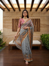 MIMOSA Grey Saree Saree — pose 6 styling detail