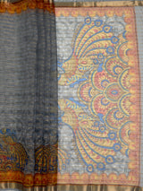 MIMOSA Grey Saree Saree — pallu and zari work detail