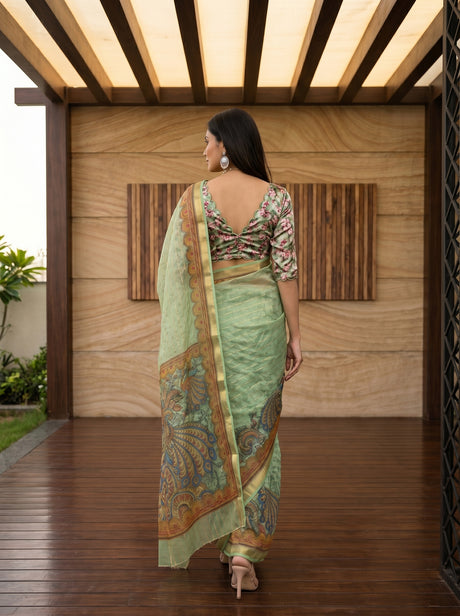 MIMOSA Olive Saree Saree — pose 2 styling detail