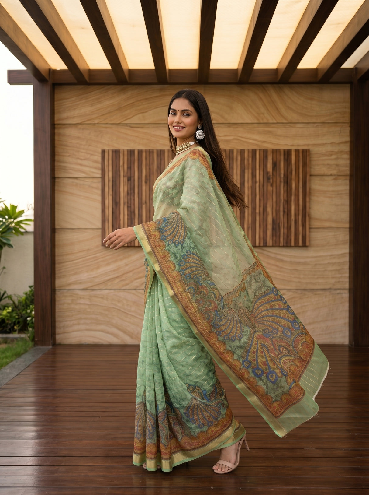 MIMOSA Olive Saree Saree — pose 9 styling detail
